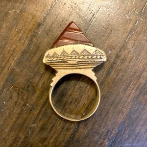 Amber silver Balinese ring